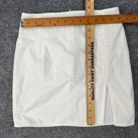 Pretty Little Thing 2 Pc One Shoulder Crop Top Skirt Set Womens 4 White Woven - Picture 5 of 13